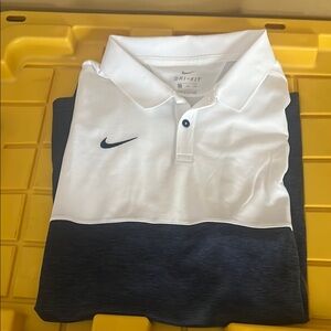 Nike Men's White and Blue Polo Shirt